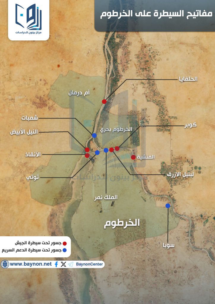 خريطة مفاتيح السيطرة على الخرطوم (الجسور والمنافذ الرئيسية) بالسودان Battles،map،Sudan،war،Khartoum